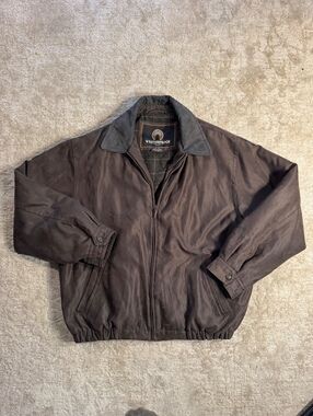 Weatherproof Men's XL Brown Suede-Look Jacket with Quilted and Plaid Lining